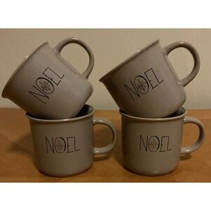 Sleigh‎ Bell Bistro Noel Coffee Mug Coffee Tea Ceramic Taupe, Set Of 4, New